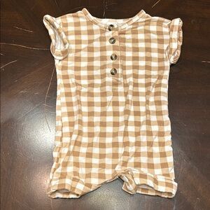 Brown Checkered Baby Romper